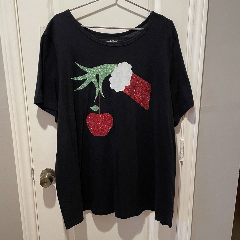 Women’s Grinch Shirt Woman Within 2X 26/28 Christmas Autism Puzzle Piece teacher